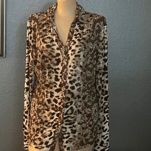Elegant Animal Print Blouse - Brown and Black